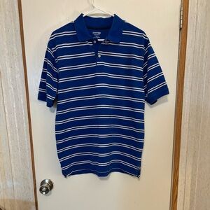 St. John's Bay Navy and White Striped Polo Shirt